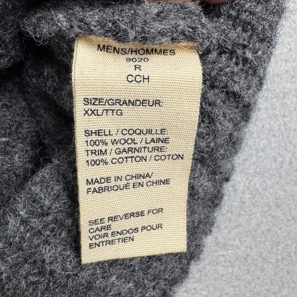 Woolrich Mens Gray 100% Wool Ribbed Quarter Button Mock Neck Sweater XXL 9020 - Picture 4 of 10